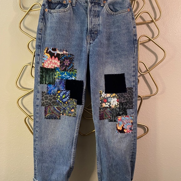Hand Appliquéd Dad Style Jeans - Picture 3 of 3